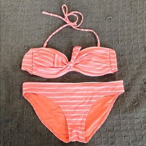 Aerie Coral Striped Bikini